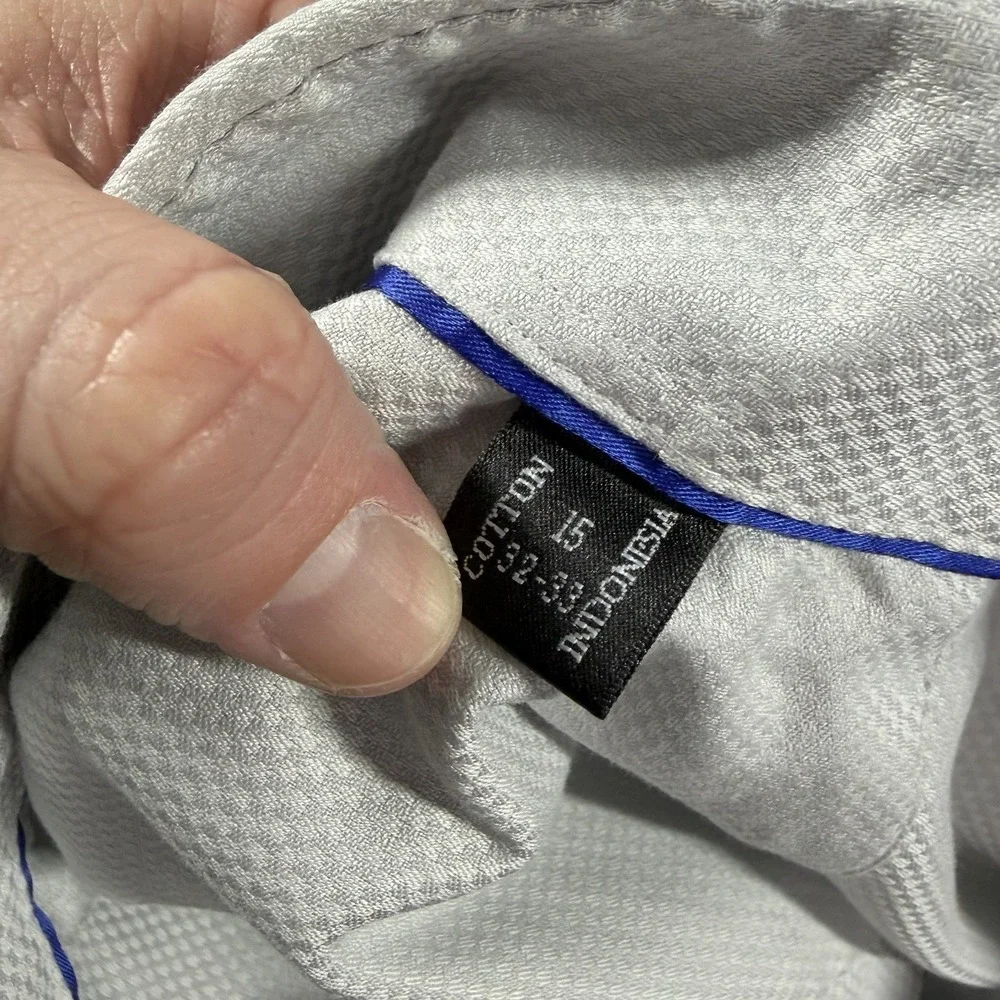 Proper Shirtings Dress Shirt Mens 15 Ivory White Pattern Wrinkle Free - Picture 7 of 9